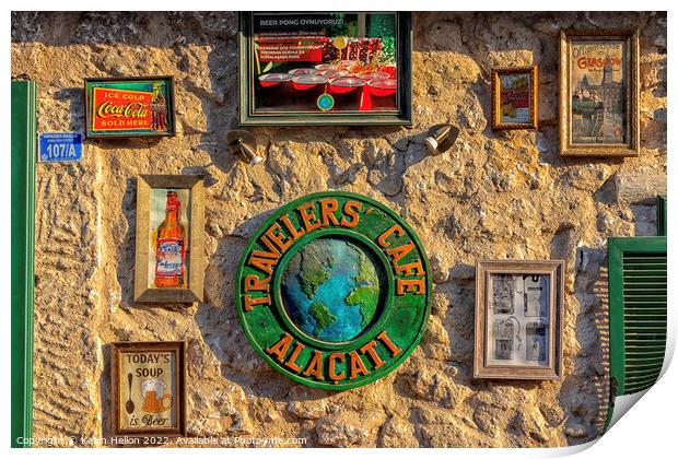 The Traveller's Cafe, Alacati, Print by Kevin Hellon