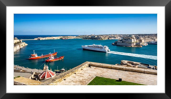 Valletta Grand Harbour Framed Mounted Print by Jim Monk