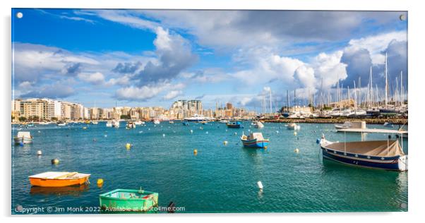 Sliema harbour, Malta Acrylic by Jim Monk