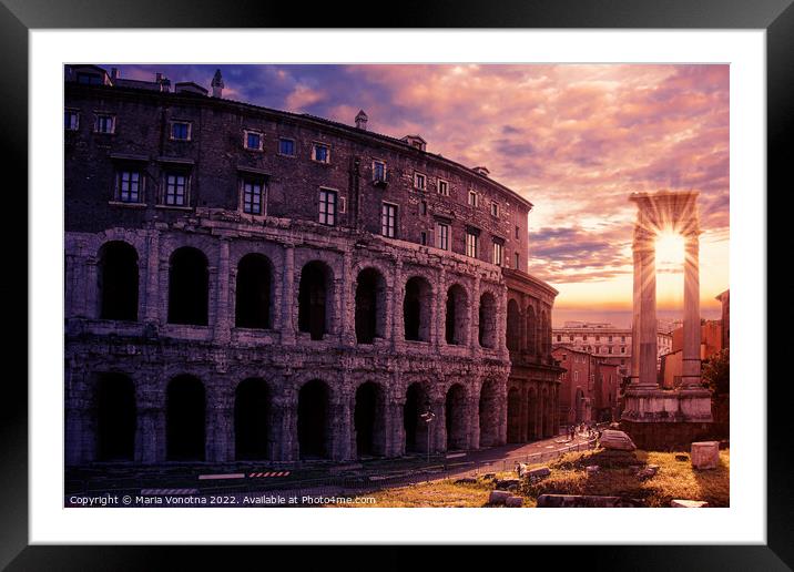 Sunset over Rome Colosseum in Rome Framed Mounted Print by Maria Vonotna