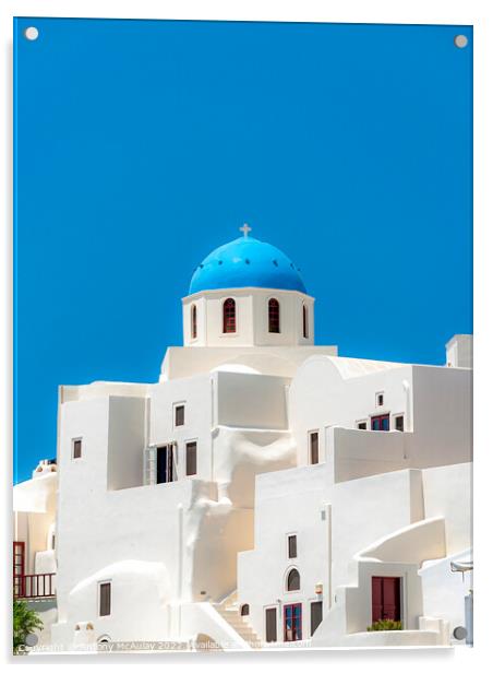 Santorini Blue Domed Church at Oia Acrylic by Antony McAulay