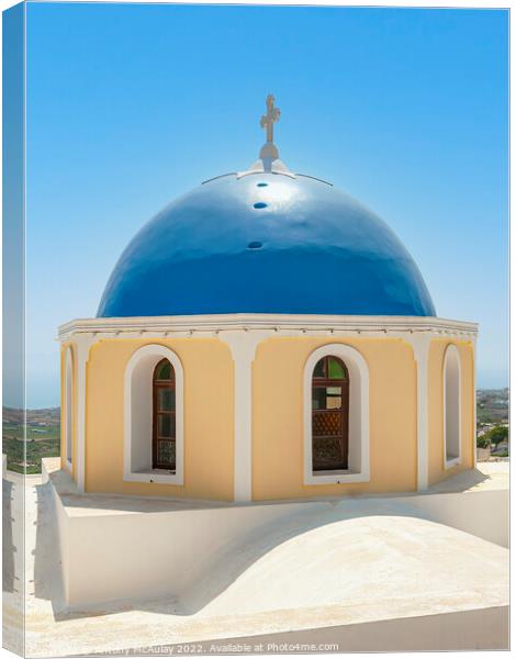 Santorini Blue Domed Church Canvas Print by Antony McAulay