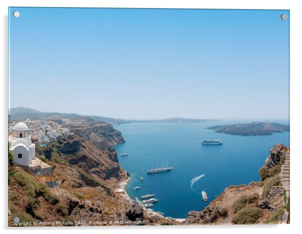 Santorini Caldera Classic View Acrylic by Antony McAulay