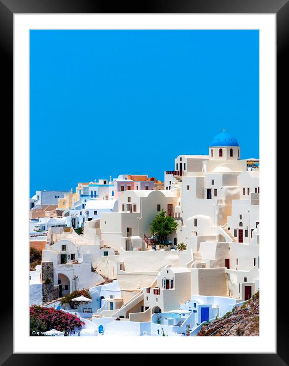 Santorini Oia Skyline Framed Mounted Print by Antony McAulay