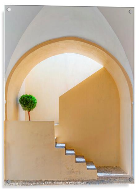 Santorini Sunlit Arched Stairwell Acrylic by Antony McAulay