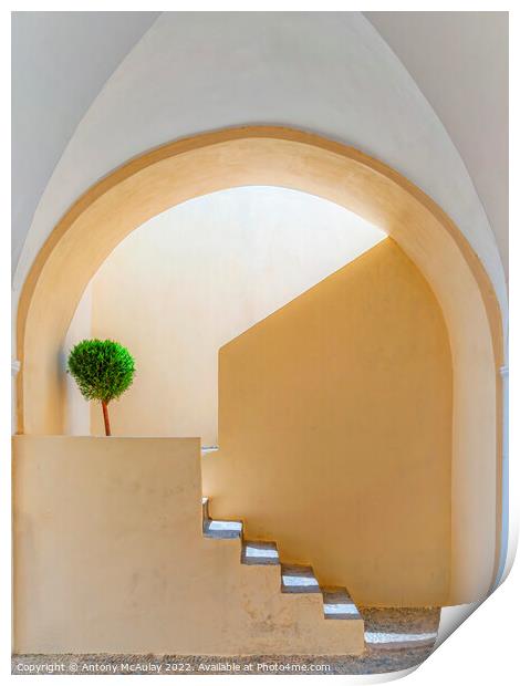 Santorini Sunlit Arched Stairwell Print by Antony McAulay