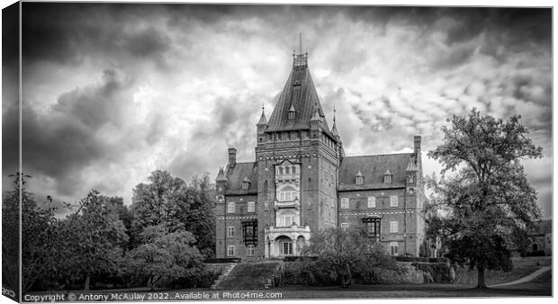 Trollenas Castle in Black and White Canvas Print by Antony McAulay