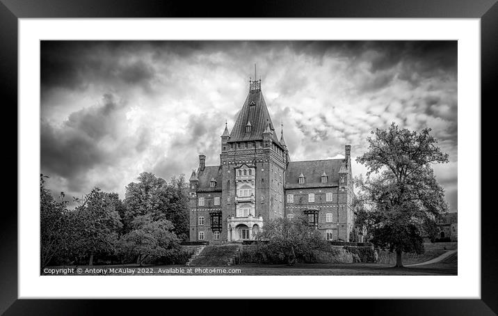 Trollenas Castle in Black and White Framed Mounted Print by Antony McAulay