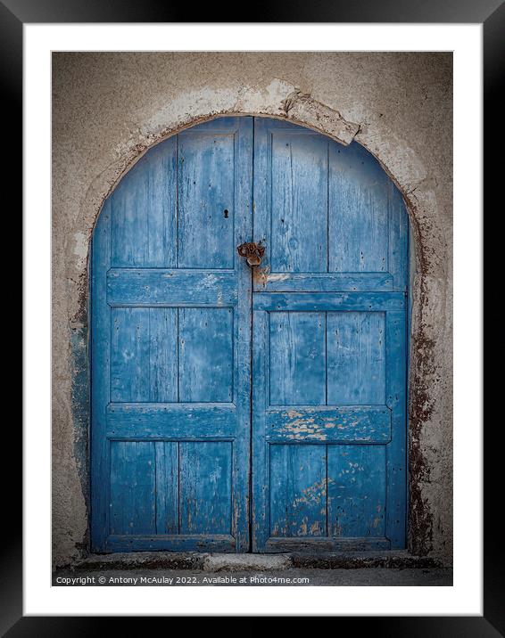 Weathered Blue Door Framed Mounted Print by Antony McAulay