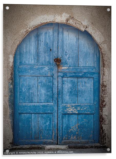 Weathered Blue Door Acrylic by Antony McAulay