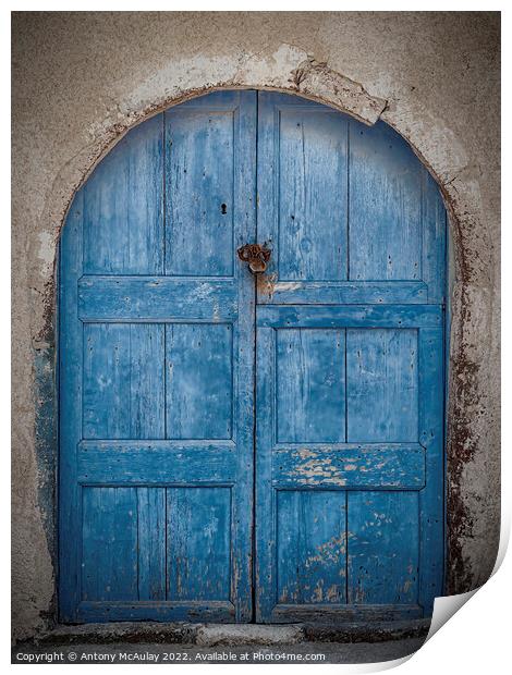 Weathered Blue Door Print by Antony McAulay
