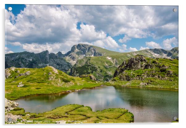 Summer lake in Rila Mountain, Bulgaria. Acrylic by Plamen Petrov
