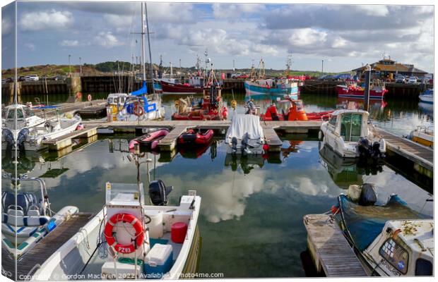 Boats moored in Padstow Harbour, Cornwall Canvas Print by Gordon Maclaren