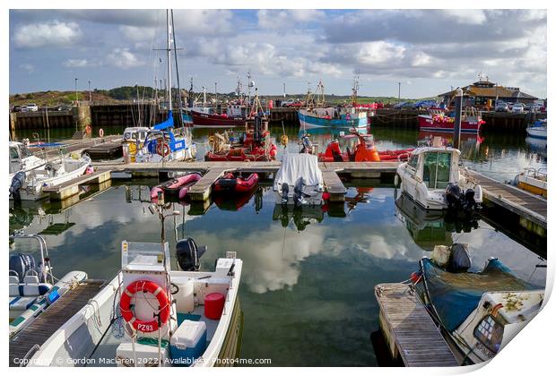 Boats moored in Padstow Harbour, Cornwall Print by Gordon Maclaren