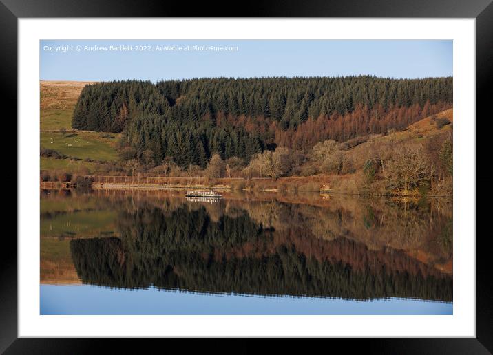 Pontsticill Reservoir, Merthyr Tydfil, South Wales, UK Framed Mounted Print by Andrew Bartlett