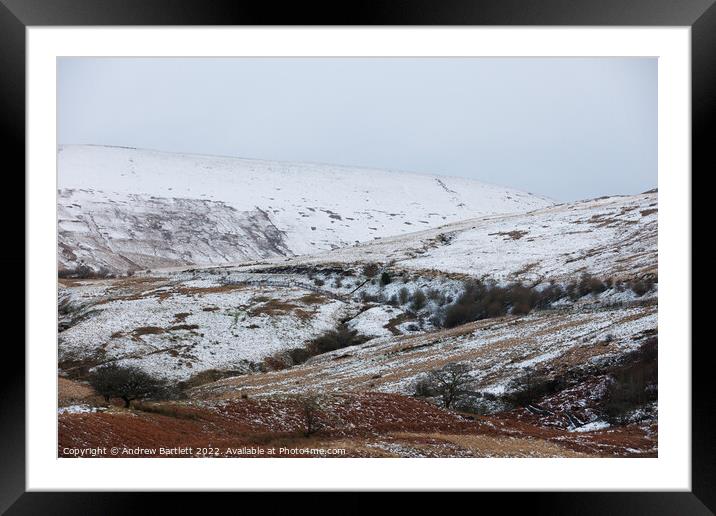 Snow at the Storey Arms, Brecon Beacons, UK Framed Mounted Print by Andrew Bartlett