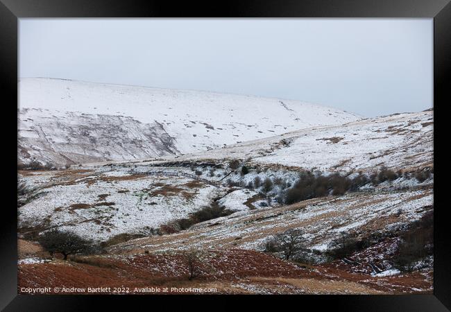 Snow at the Storey Arms, Brecon Beacons, UK Framed Print by Andrew Bartlett