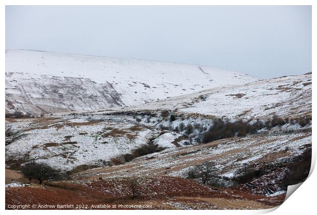 Snow at the Storey Arms, Brecon Beacons, UK Print by Andrew Bartlett