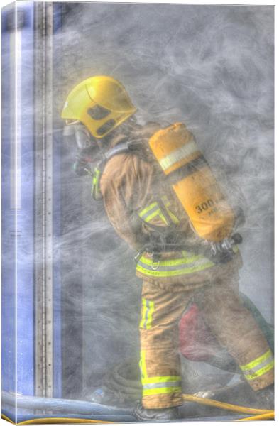 Working in Smoke Canvas Print by Roger Green