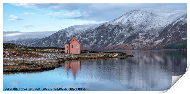 Loch Glass Pink House Panorama Print by Alan Simpson