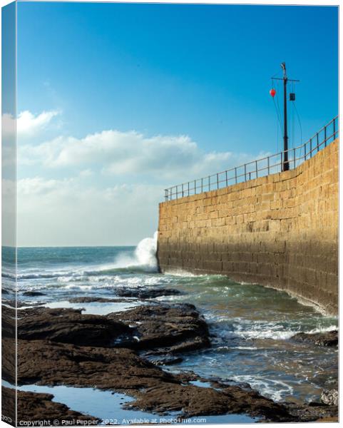 Porthleven Pier Canvas Print by Paul Pepper