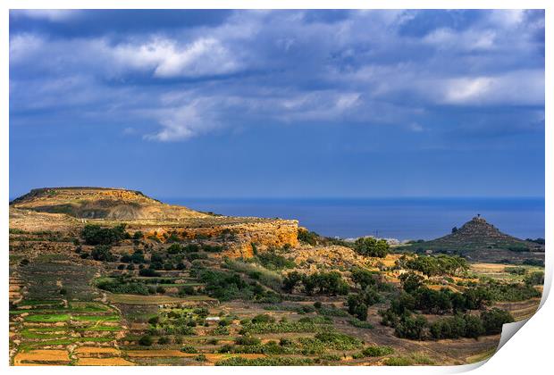 Gozo Island Landscape In Malta Print by Artur Bogacki