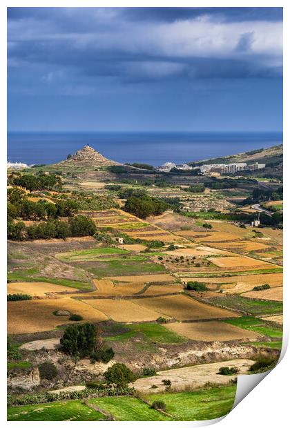 Gozo Island Landscape In Malta Print by Artur Bogacki
