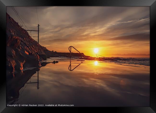 Sunrise over Dalebrook tidal pool Framed Print by Adrian Paulsen