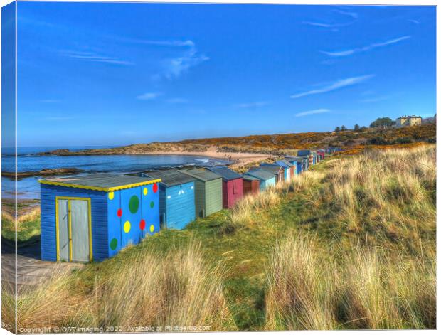 The Legendary Hopeman Beach Huts Moray Coast Scotland Canvas Print by OBT imaging