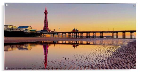 Blackpool Tower Reflections Acrylic by Michele Davis