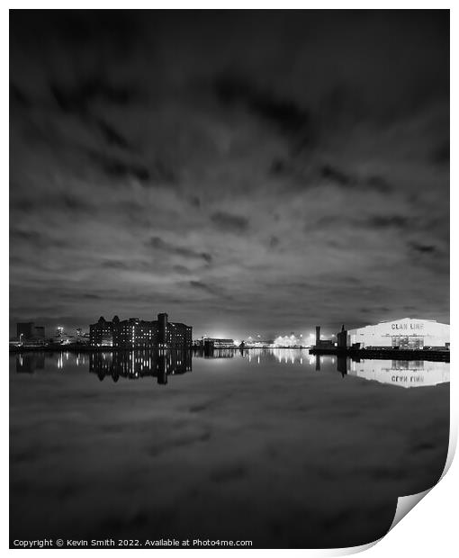 Birkenhead Docks reflections Print by Kevin Smith