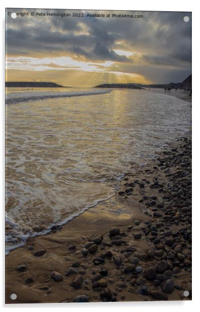 Sidmouth Beach Acrylic by Pete Hemington
