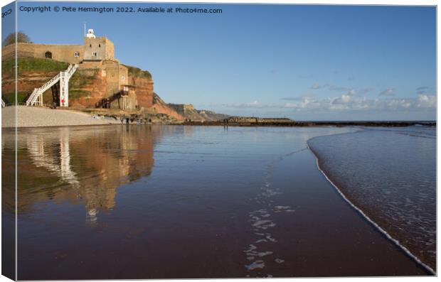 Sidmouth Beach at Low tide Canvas Print by Pete Hemington