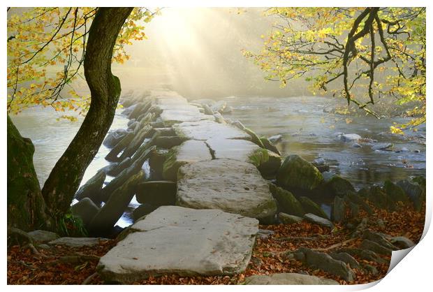 Tarr Steps Sunbeams Print by David Neighbour