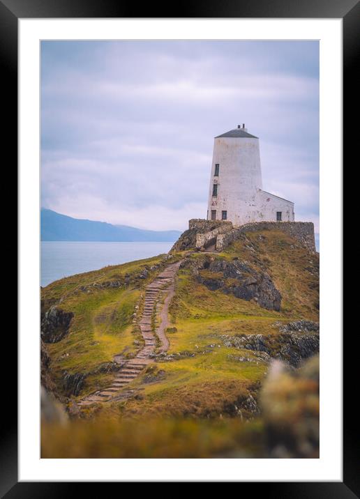 Tŵr Mawr Lighthouse on Ynys Llanddwyn Framed Mounted Print by Liam Neon