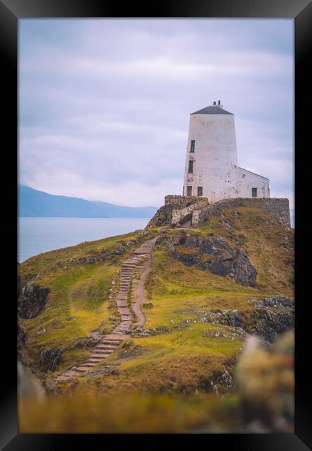 Tŵr Mawr Lighthouse on Ynys Llanddwyn Framed Print by Liam Neon