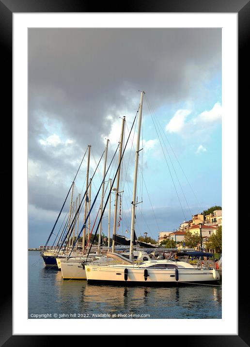Safe Moorings in Portrait at Skiathos Framed Mounted Print by john hill
