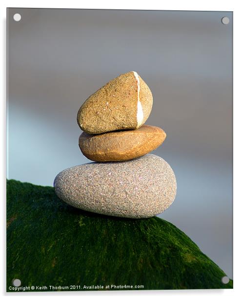 Trio of Beach Stones Acrylic by Keith Thorburn EFIAP/b