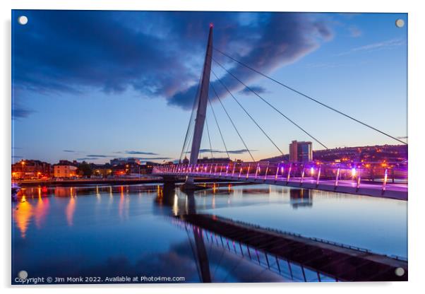 The Sail Bridge, Swansea Acrylic by Jim Monk