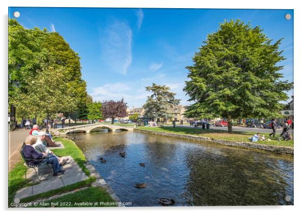 River Windrush Bourton-on-the-Water. Acrylic by Allan Bell