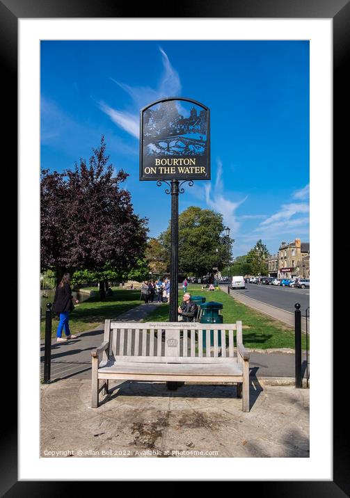 Vacant seat High Street Bourton-on-the-Water. Framed Mounted Print by Allan Bell