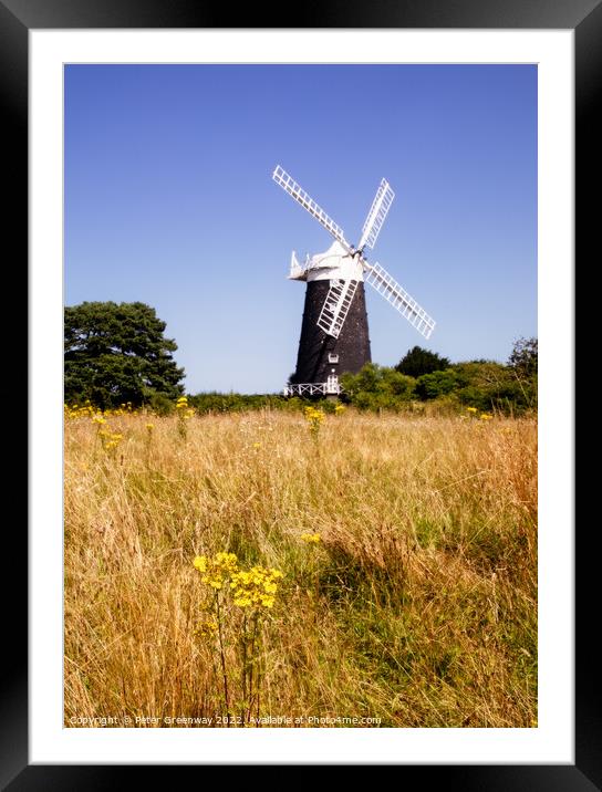 The Tower Windmill at Burnham Overy Staithe, Norfolk Framed Mounted Print by Peter Greenway