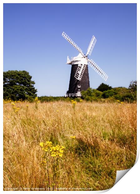 The Tower Windmill at Burnham Overy Staithe, Norfolk Print by Peter Greenway