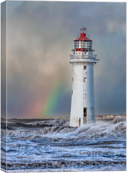 Storm At Perch Rock Lighthouse Canvas Print by Rick Lindley