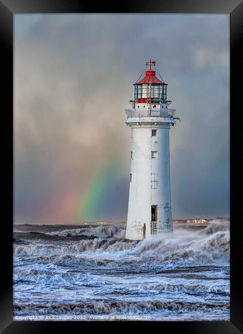 Storm At Perch Rock Lighthouse Framed Print by Rick Lindley