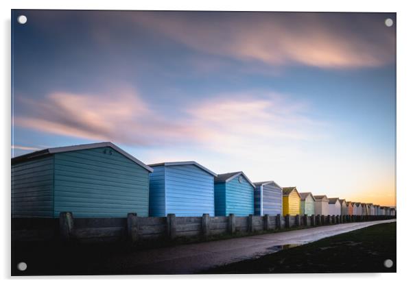 Beach Huts at Sunset, nr Worthing Acrylic by Mark Jones