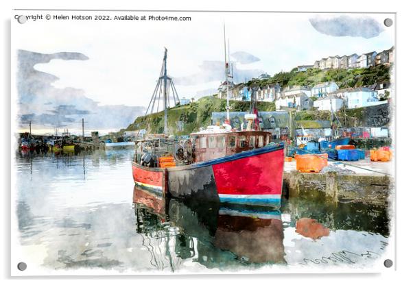 Fishing Boat Acrylic by Helen Hotson