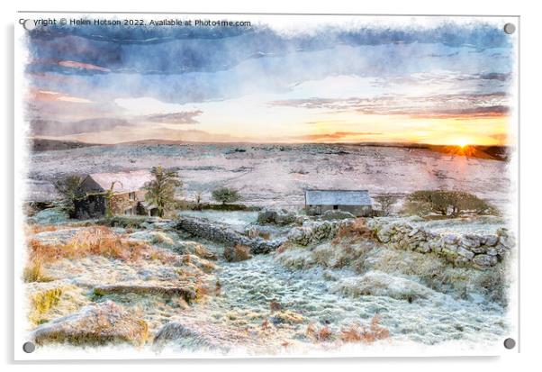 Winter Sunrise on Bodmin Moor Acrylic by Helen Hotson
