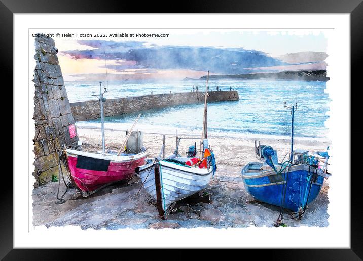 Fishing Boats At Sennen Cove Framed Mounted Print by Helen Hotson