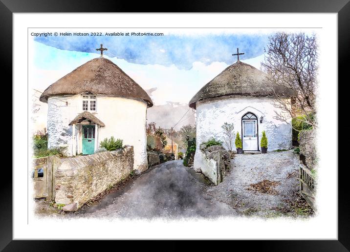Roundhouses at Veryan in Cornwall Framed Mounted Print by Helen Hotson